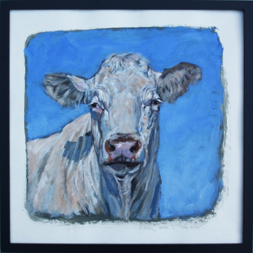 acrylic,acrylique,hornless cow